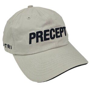 Precept U-Tri Golf Hat Cap‎ - Adj Strap Unisex Adult Embroidered Logo Beige OSFM